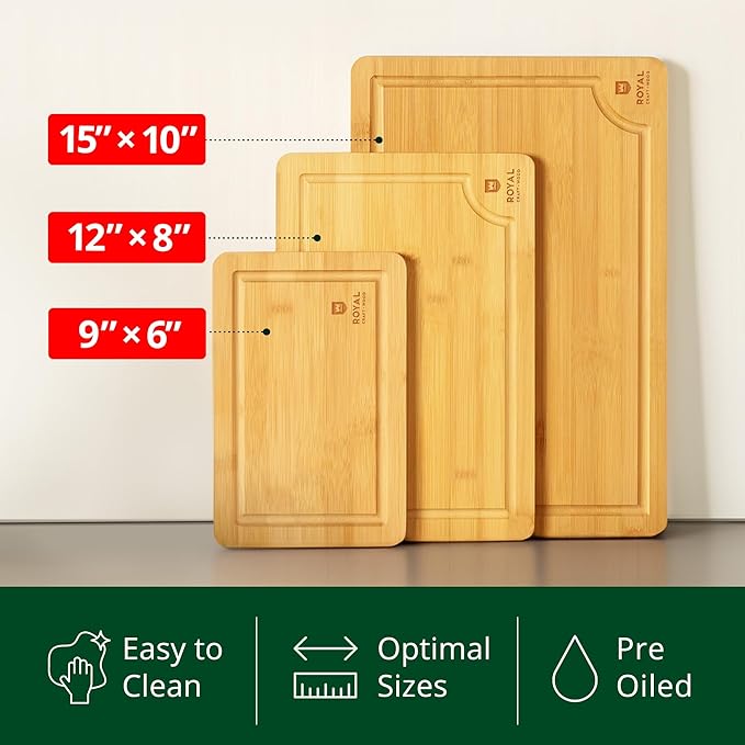 Wooden Cutting Boards for Kitchen Meal Prep & Serving