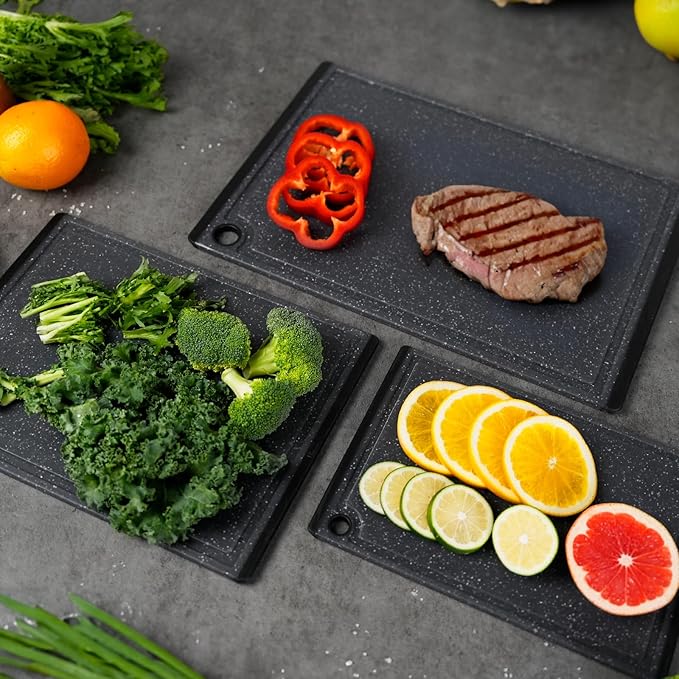 Plastic Cutting Boards for Kitchen, 3-Piece Large Cutting Board Set